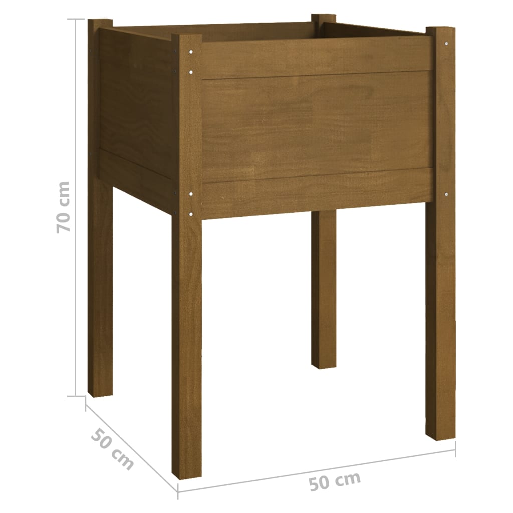 vidaXL Jardinière Bois de pin massif Marron miel 50x50x70 cm