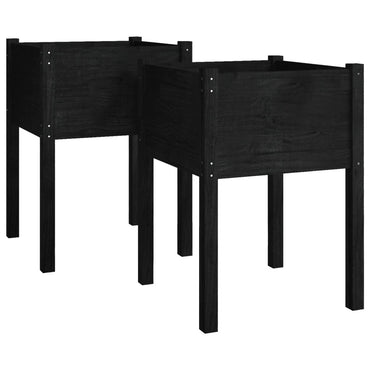 vidaXL Jardinières 2 pcs Noir 50x50x70 cm Bois de pin massif