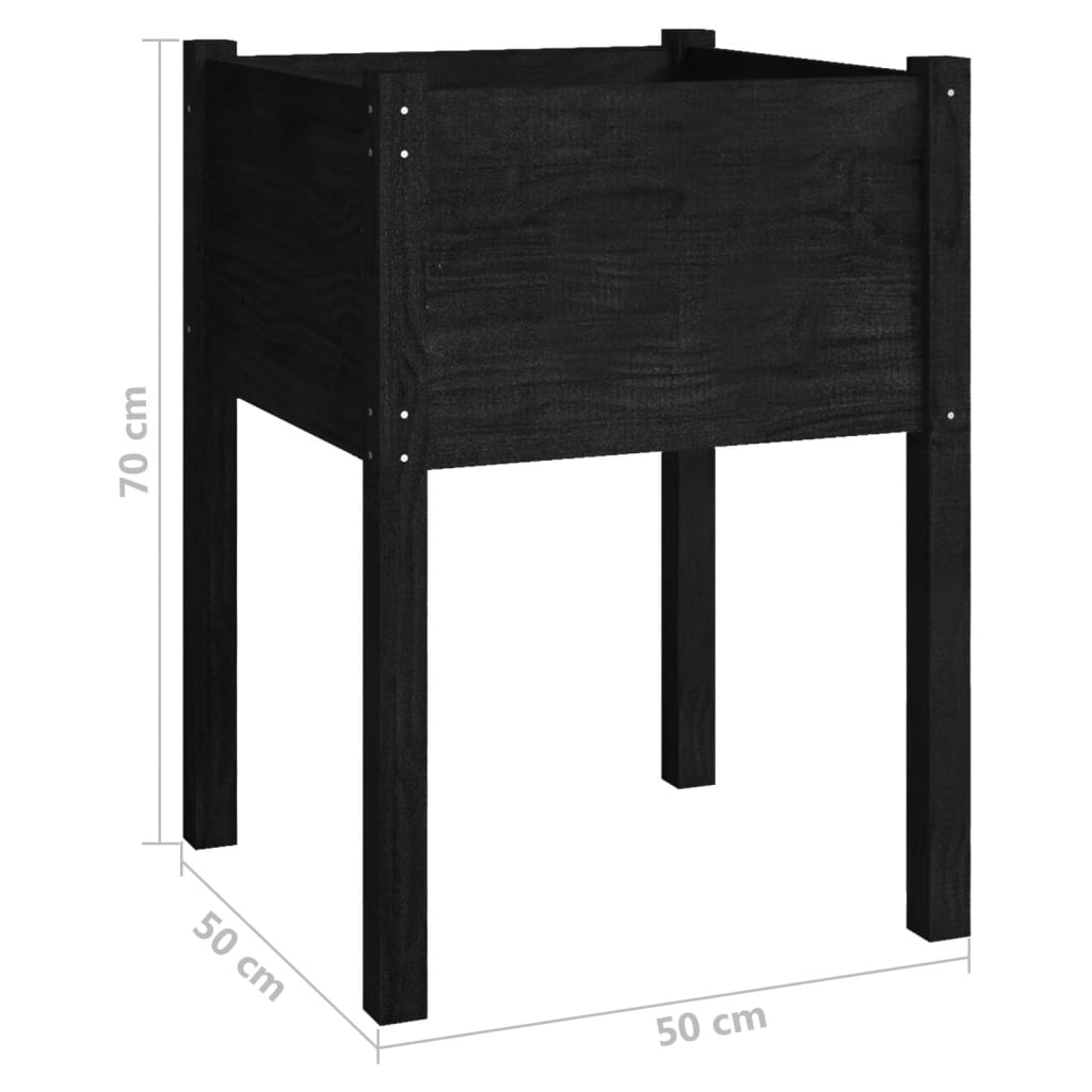 vidaXL Jardinières 2 pcs Noir 50x50x70 cm Bois de pin massif