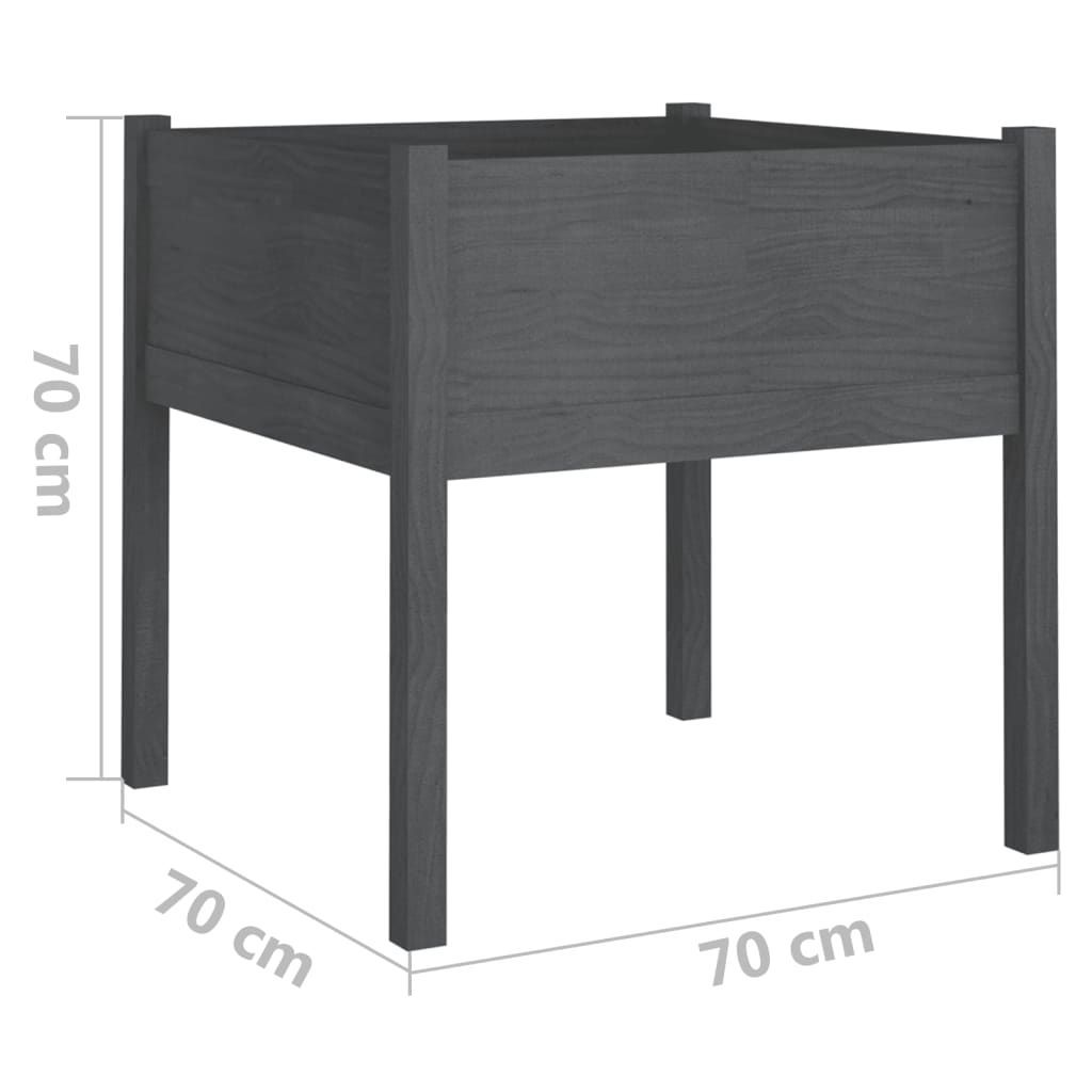 vidaXL Pflanzkübel 2 Stk. Grau 70x70x70 cm Massivholz Kiefer