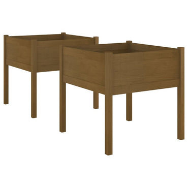 vidaXL Pflanzkübel 2 Stk. Honigbraun 70x70x70 cm Massivholz Kiefer