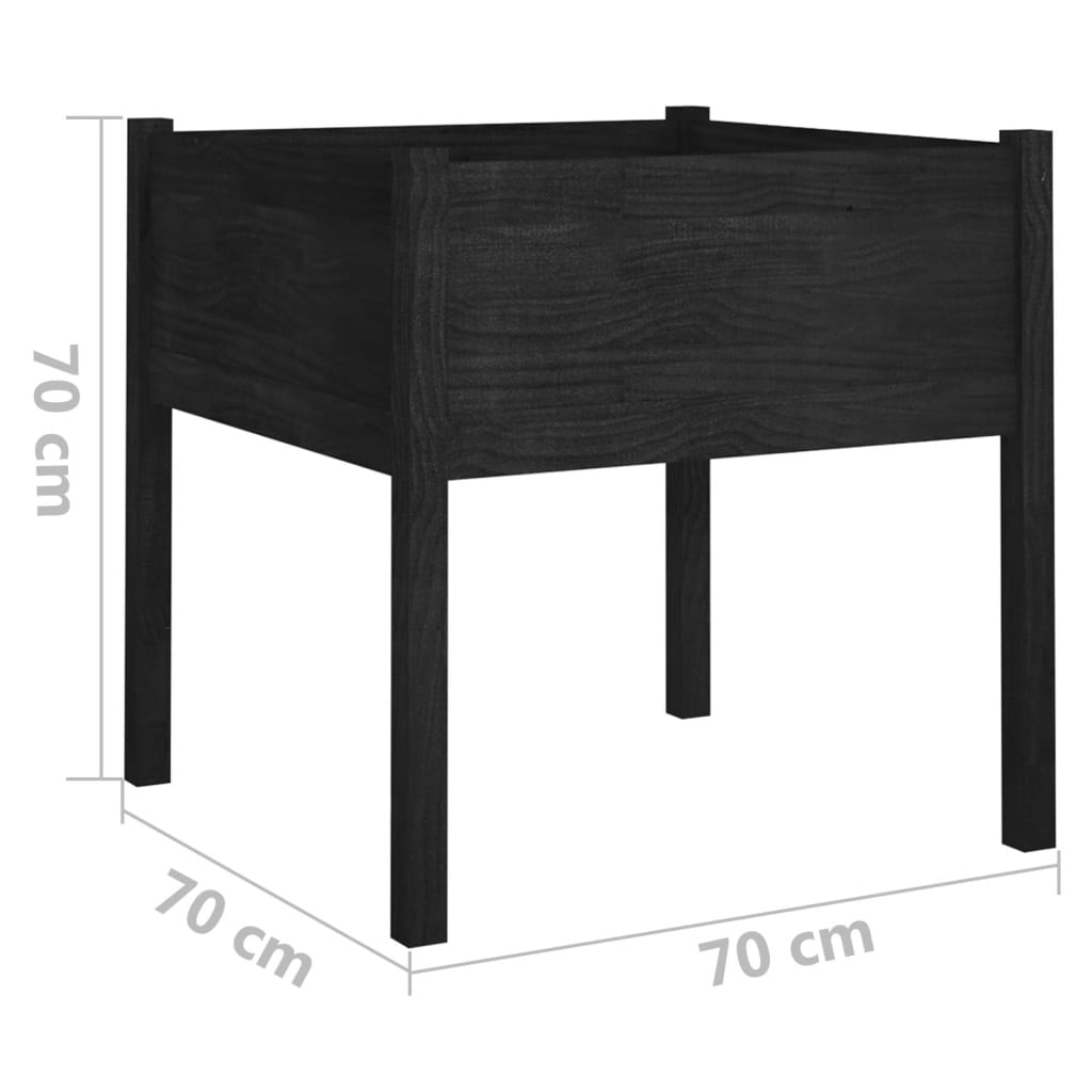 vidaXL Pflanzkübel 2 Stk. Schwarz 70x70x70 cm Massivholz Kiefer