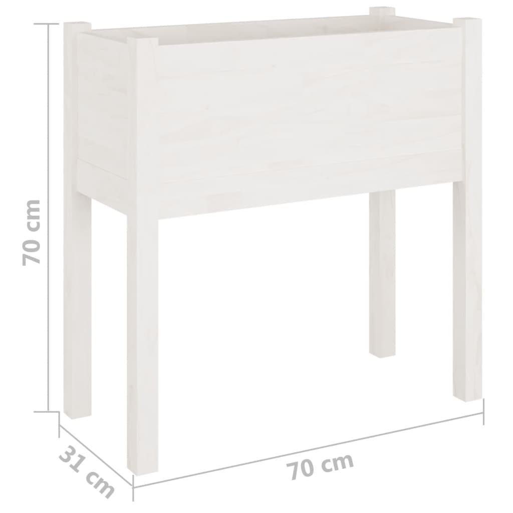 vidaXL Pflanzkübel Weiß 70x31x70 cm Massivholz Kiefer