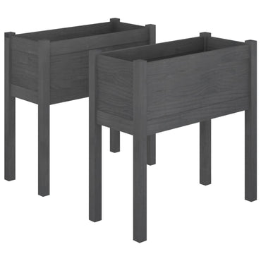 vidaXL Pflanzkübel 2 Stk. Grau 70x31x70 cm Massivholz Kiefer