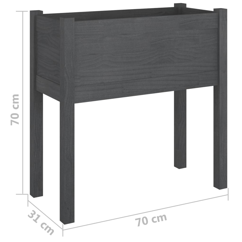 vidaXL Pflanzkübel 2 Stk. Grau 70x31x70 cm Massivholz Kiefer