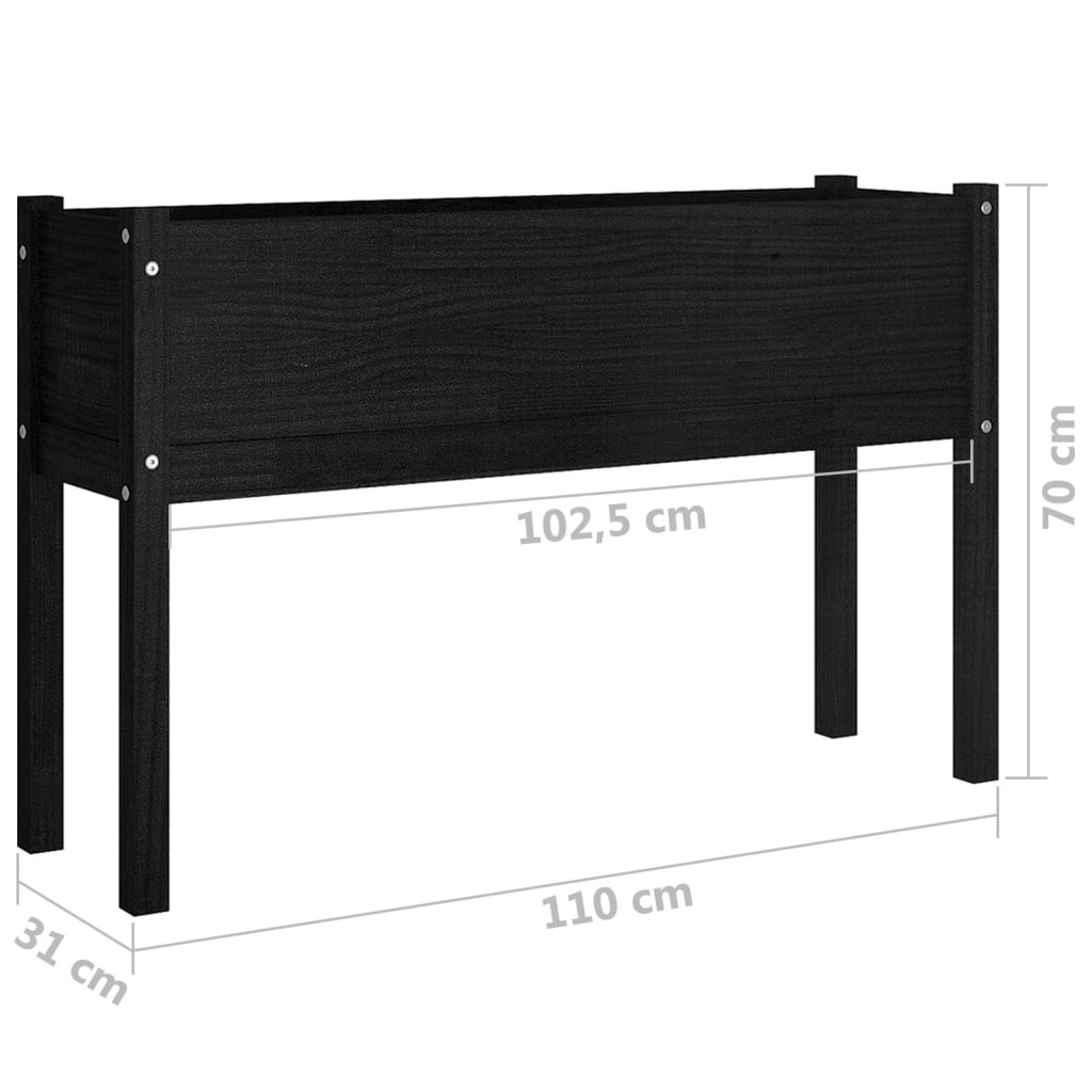 vidaXL Jardinières 2 pcs Noir 110x31x70 cm Bois de pin massif