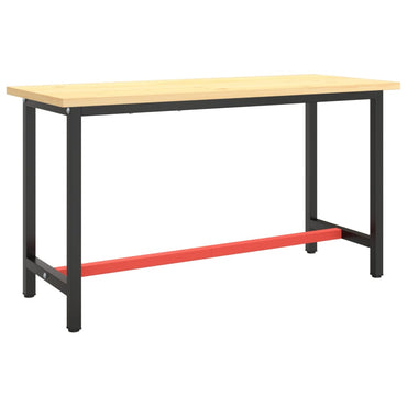 vidaXL Piétement d'établi Noir mat et Rouge mat 140x50x79 cm Métal