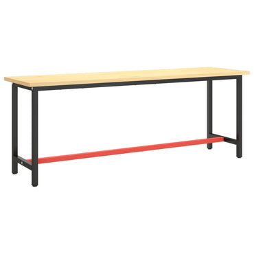 vidaXL Werkbankgestell Mattschwarz und Mattrot 210x50x79 cm Metall