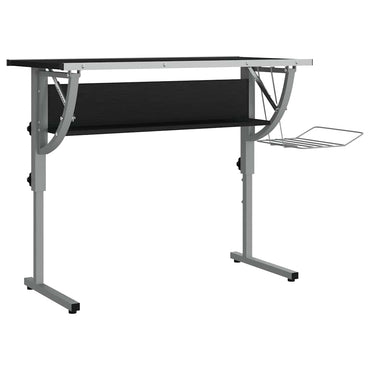 vidaXL Table de bricolage Noir et gris 110x53x(58-87)cm Bois d'ingénierie Acier