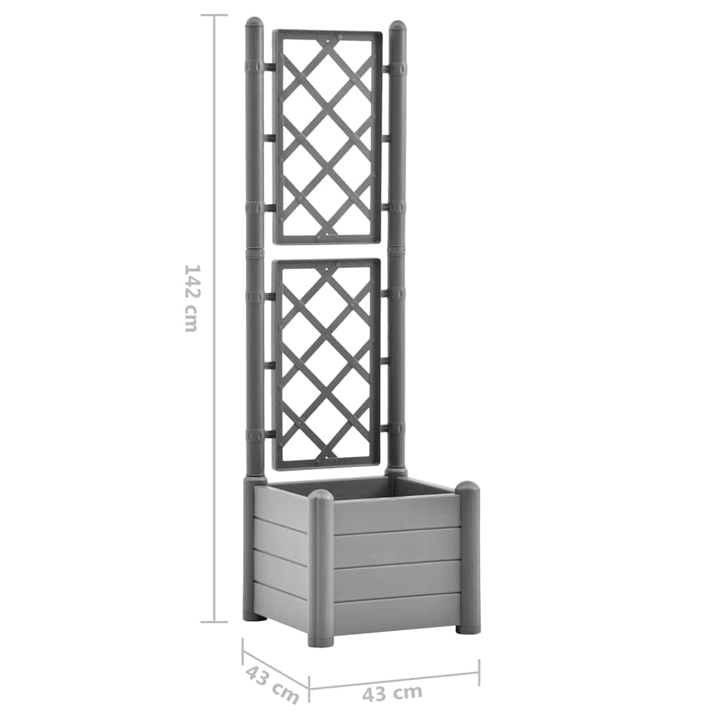 vidaXL Jardinière avec treillis 43x43x142 cm PP vert pierre
