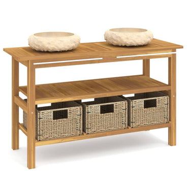 vidaXL Waschtisch mit Creme Marmorbecken Massivholz Teak