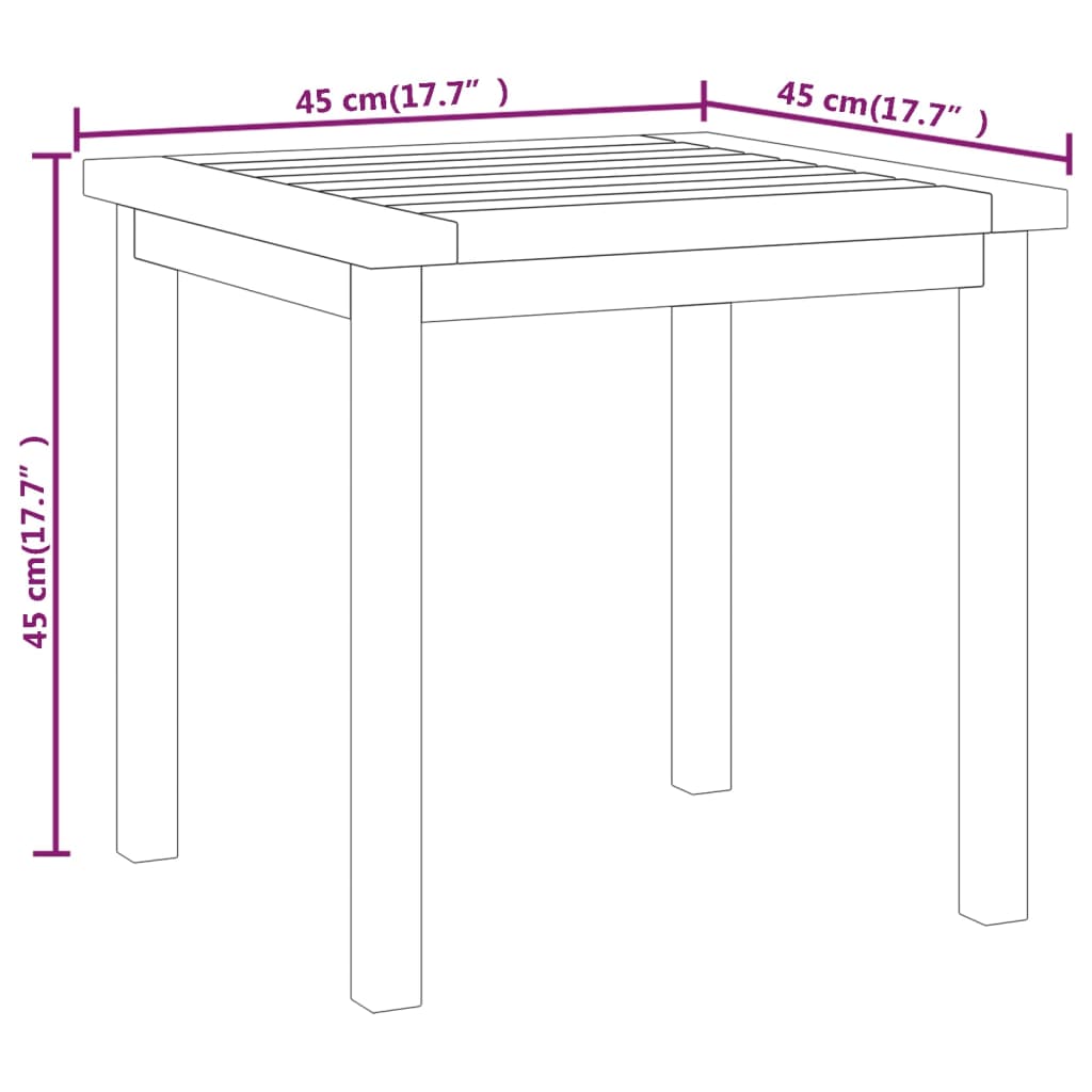 vidaXL Table d'appoint 45x45x45 cm en bois de teck massif