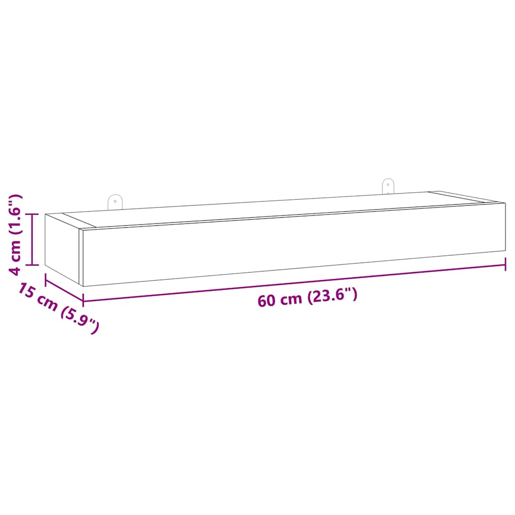 vidaXL Wandregale 2 Stk. 60x15x4 cm Massivholz Teak