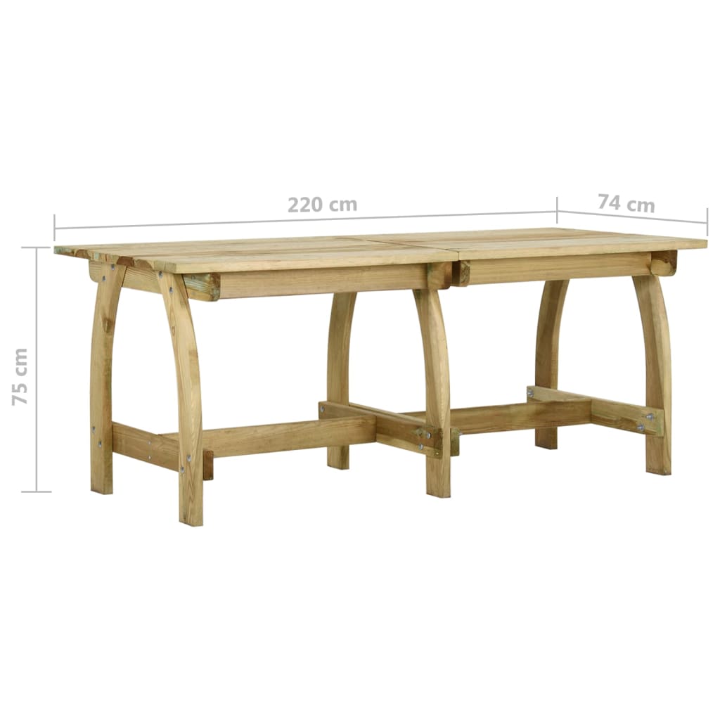 vidaXL Gartentisch 220x74x75 cm Kiefernholz Imprägniert
