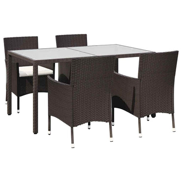 vidaXL 5-tlg. Garten-Essgruppe mit Auflagen Poly Rattan Braun