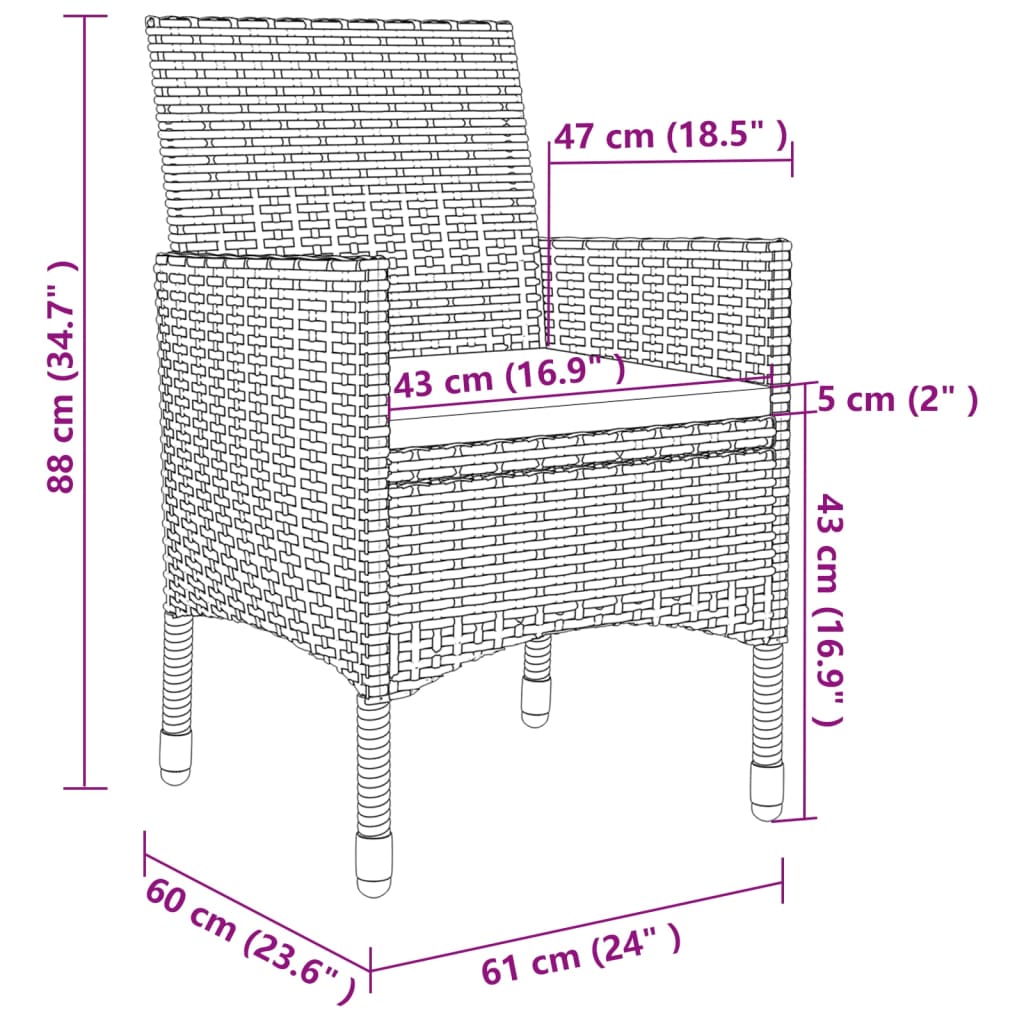 vidaXL 5-tlg. Garten-Essgruppe mit Kissen Poly Rattan Beige