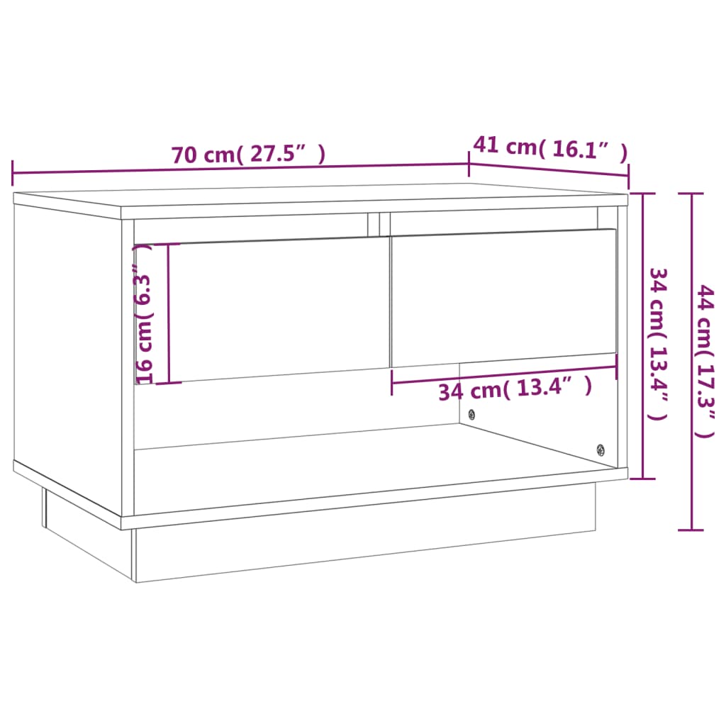 vidaXL Meuble TV Gris béton 70x41x44 cm Bois d'ingénierie