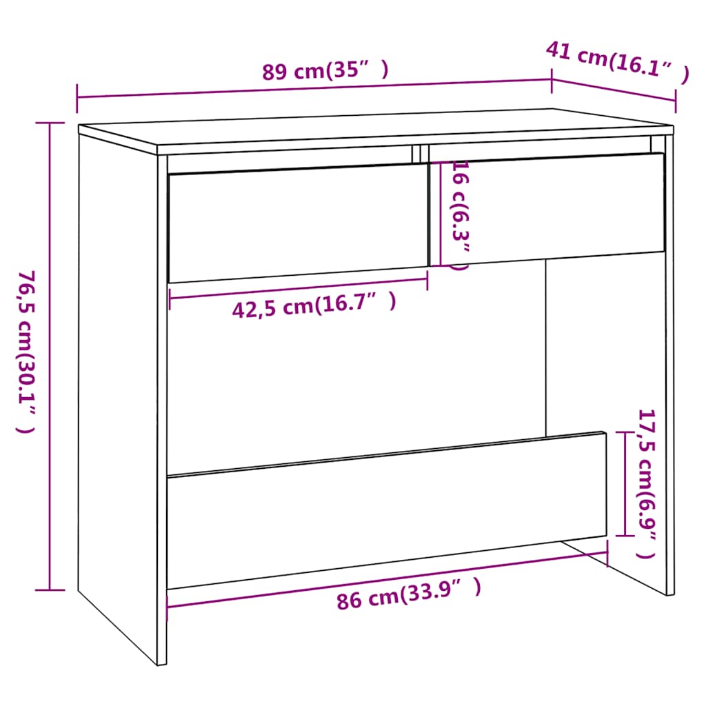 vidaXL Console Noir 89x41x76,5 cm Bois d'ingénierie