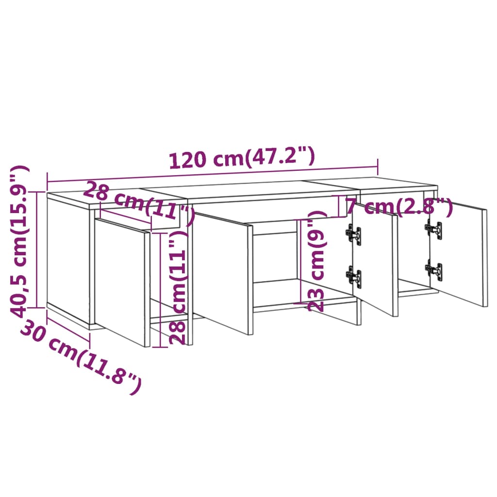 vidaXL Meuble TV blanc 120x30x40,5 cm Bois d'ingénierie