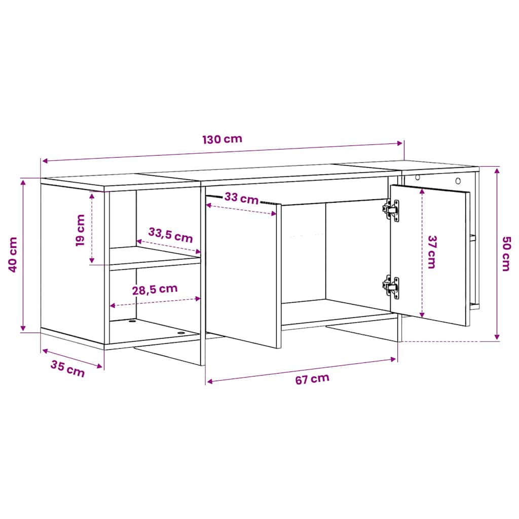 vidaXL TV-Schrank Sonoma-Eiche 130x35x50 cm Holzwerkstoff