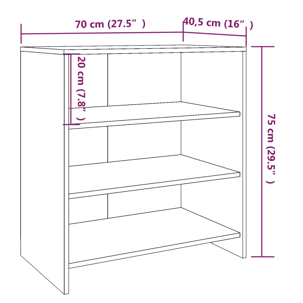 vidaXL Sideboard Hochglanz-Weiß 70x40,5x75 cm Holzwerkstoff
