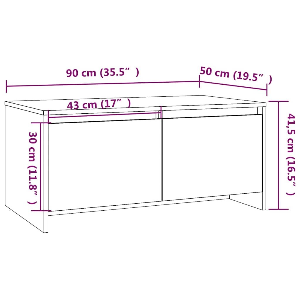 vidaXL Couchtisch Weiß 90x50x41,5 cm Holzwerkstoff