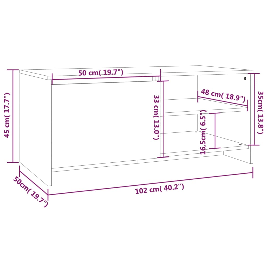 vidaXL Couchtisch Hochglanz-Weiß 102x50x45 cm Holzwerkstoff