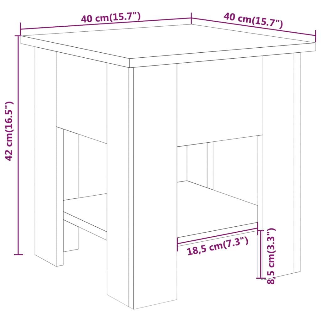 vidaXL Couchtisch Weiß 40x40x42 cm Holzwerkstoff
