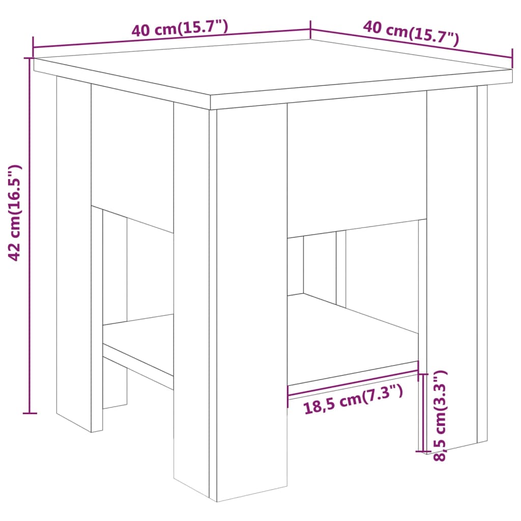 vidaXL Table basse gris béton 40x40x42 cm Bois d'ingénierie