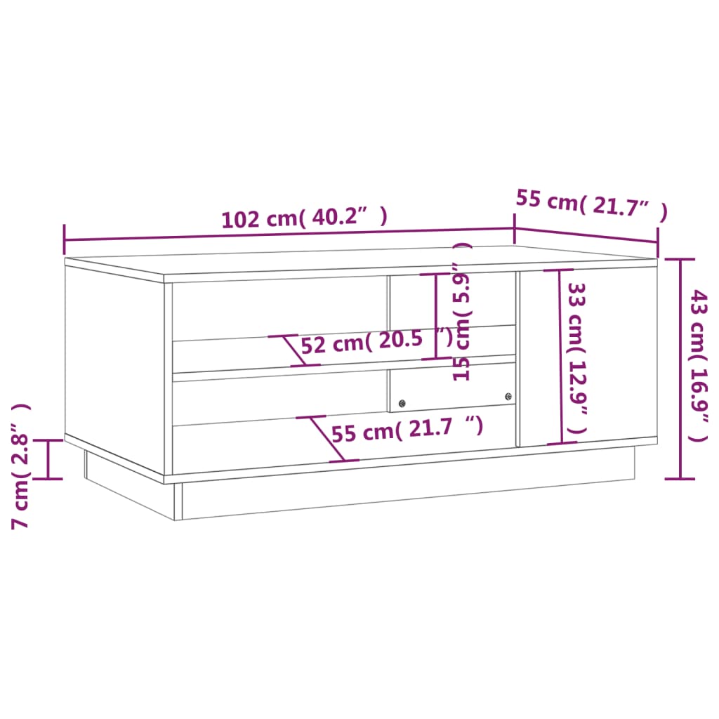 vidaXL Table basse noire 102x55x43 cm en bois d'ingénierie