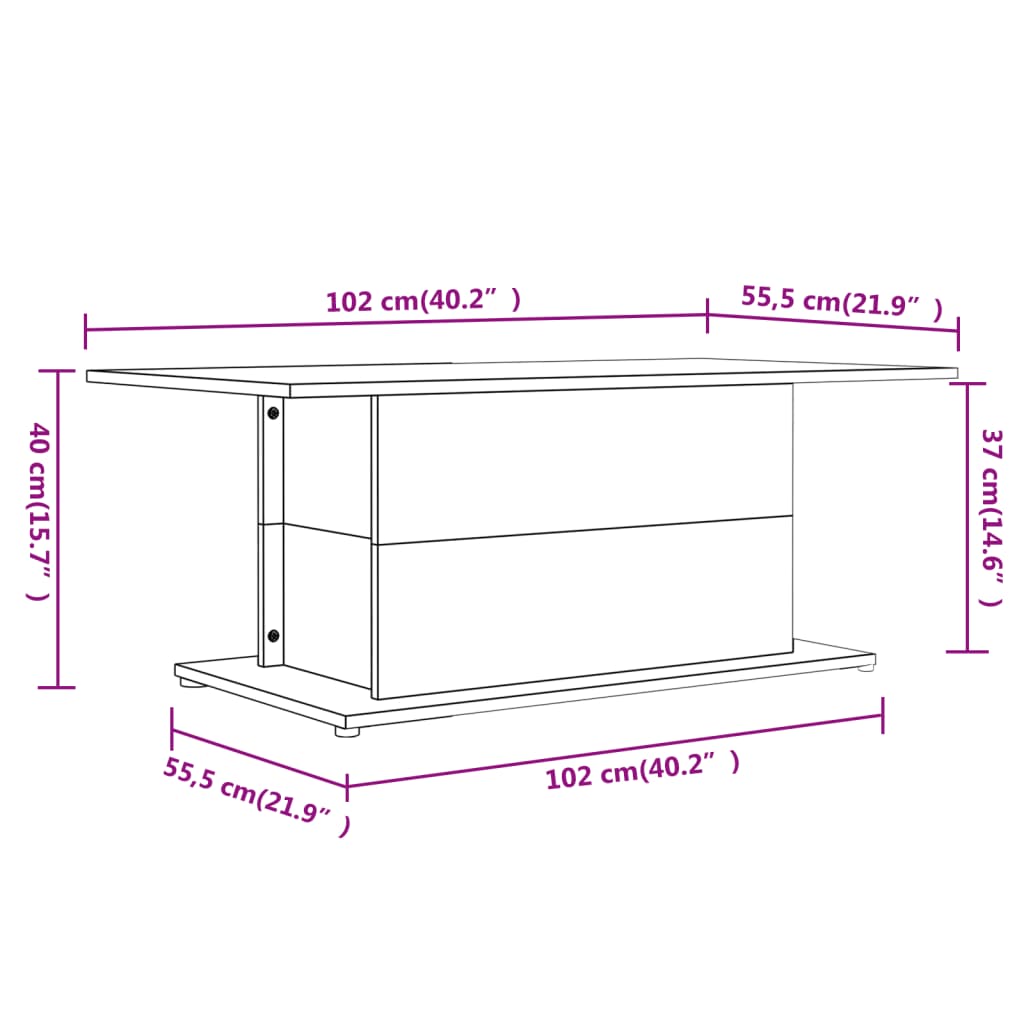 vidaXL Table basse chêne sonoma 102x55,5x40 cm aggloméré