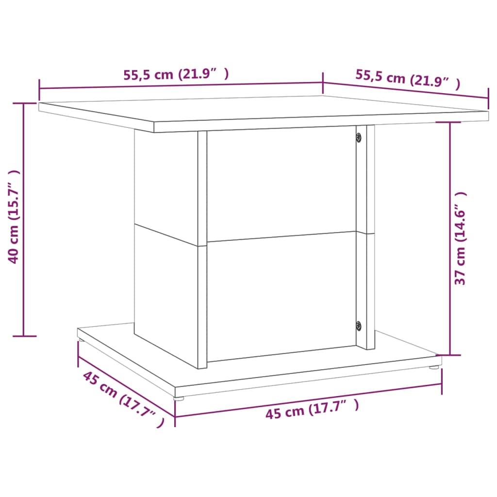 vidaXL Table basse noire 55,5x55,5x40 cm en bois d'ingénierie