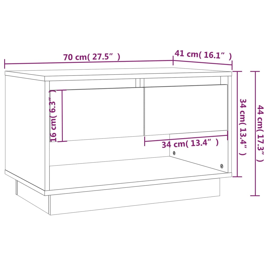 vidaXL Meuble TV marron aspect chêne 70x41x44 cm Aggloméré