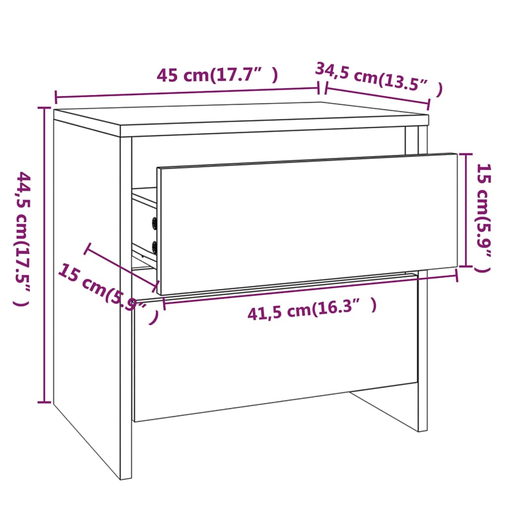 vidaXL Nachttische 2 Stk. Braun Eichen-Optik 45x34,5x44,5 cm