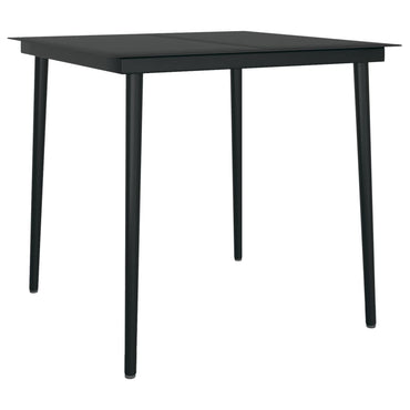 vidaXL Garten-Esstisch Schwarz 80x80x74 cm Stahl und Glas