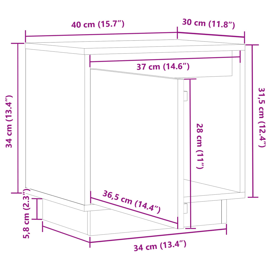 vidaXL Tables de chevet 2 pcs Marron miel 40x30x40 cm Bois de pin massif