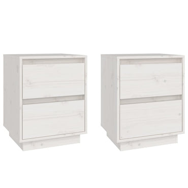 vidaXL Tables de chevet 2 pcs Blanc 40x35x50 cm Bois de pin massif