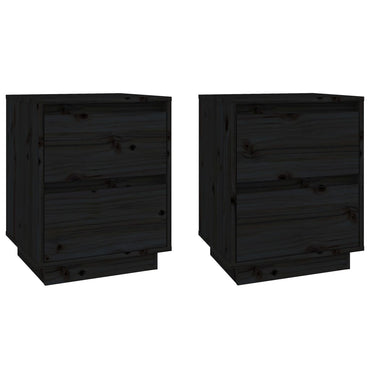 vidaXL Tables de chevet 2 pcs Noir 40x35x50 cm Bois de pin massif