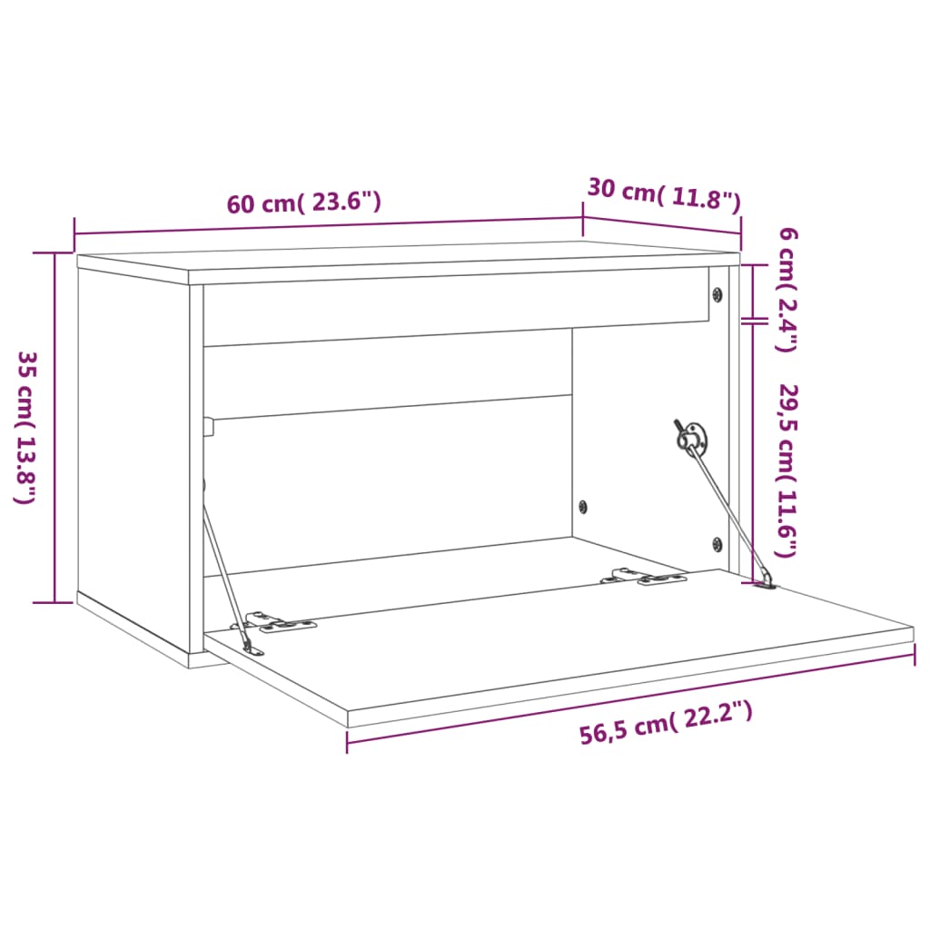 vidaXL Armoire murale 60x30x35 cm Bois de pin massif