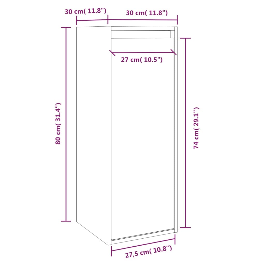 vidaXL Wandschrank 30x30x80 cm Massivholz Kiefer
