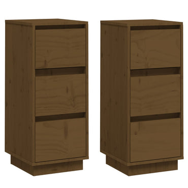 vidaXL Buffets 2 pcs. marron miel 32x34x75 cm Bois de pin massif