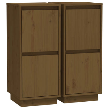 vidaXL Commodes 2 pcs Marron miel 31,5x34x75 cm Bois de pin massif