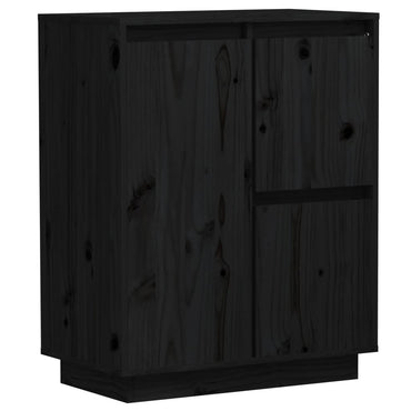 vidaXL Bahut noir 60x34x75 cm Bois de pin massif