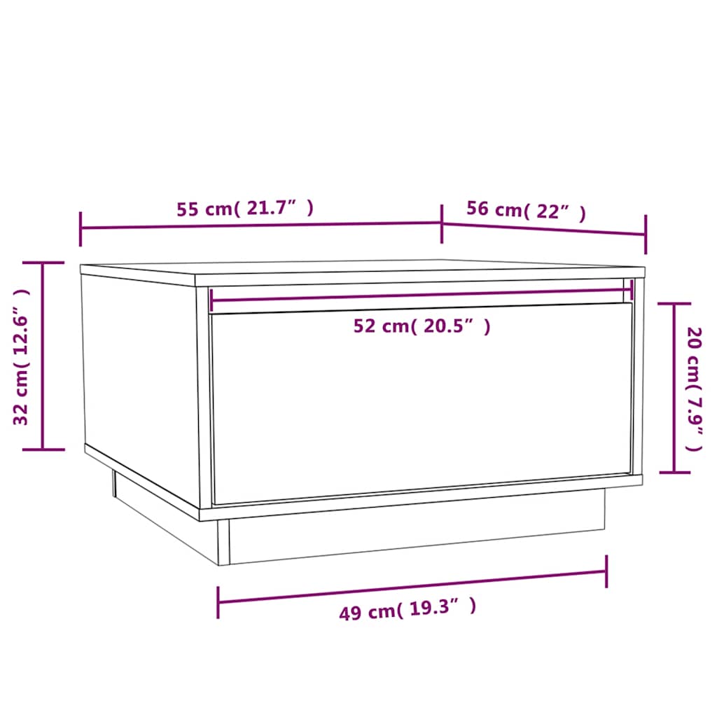 vidaXL Couchtisch Honigbraun 55x56x32 cm Massivholz Kiefer