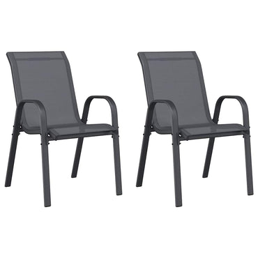 vidaXL Stapelbare Gartenstühle 2 Stk. Grau Textilene