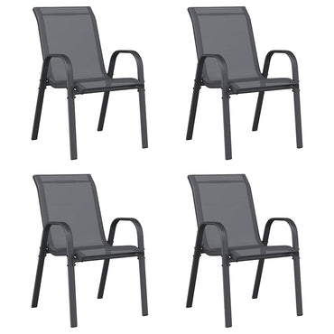 vidaXL Stapelbare Gartenstühle 4 Stk. Grau Textilene