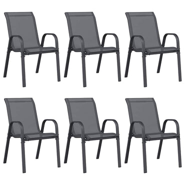 vidaXL Stapelbare Gartenstühle 6 Stk. Grau Textilene