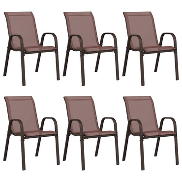 vidaXL Stapelbare Gartenstühle 6 Stk. Braun Textilene