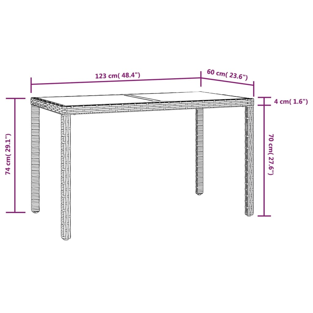 vidaXL 3-tlg. Garten-Essgruppe mit Kissen Poly Rattan Grau
