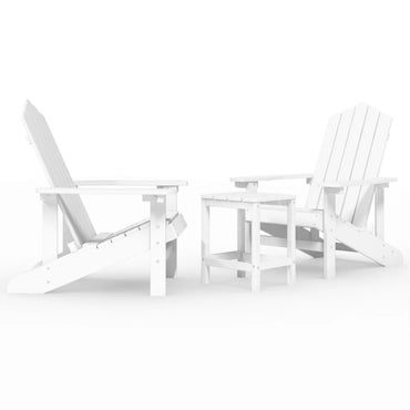 vidaXL Chaises de jardin Adirondack avec table en HDPE Blanc